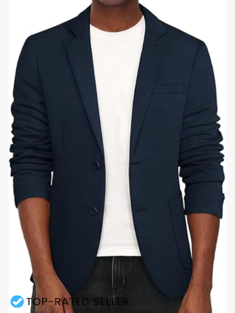 Casual Knit Blazer Lightweight Sport Coat Modern Fitted Regular Fit